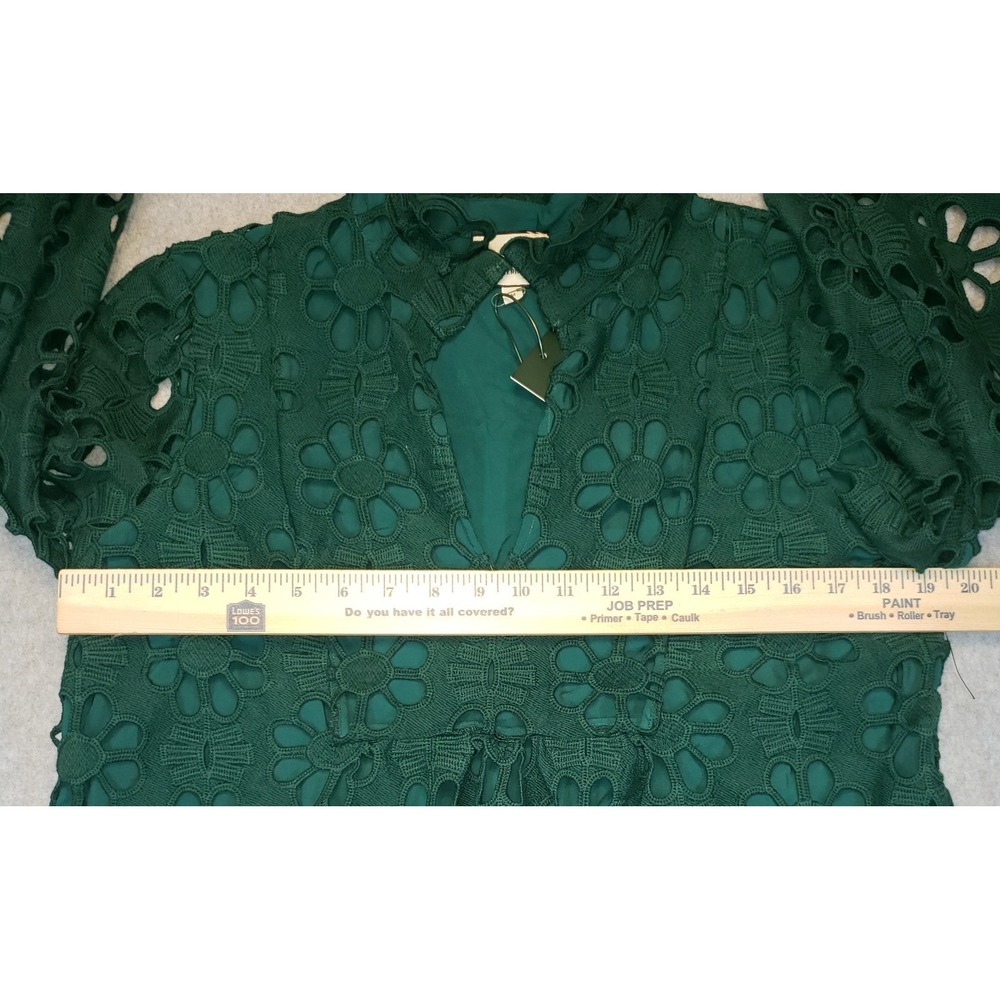 TUCKERNUCK Green Lace Palmerston Dress Size M Eyelet Ruffle Collar NWT - Picture 8 of 16